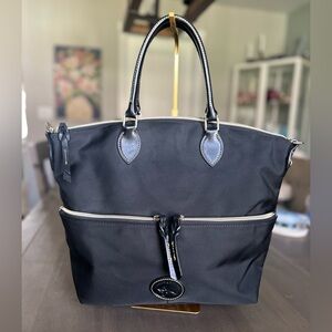 Dooney & Bourke Black Nylon Tote with Black Leather Trim